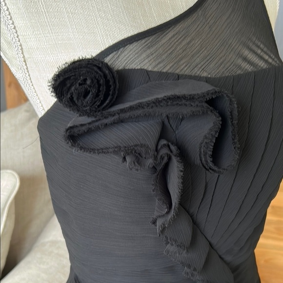 Max & Cleo Black Asymmetrical Ruched Cocktail Dress, black dress size 6 - Picture 7 of 12